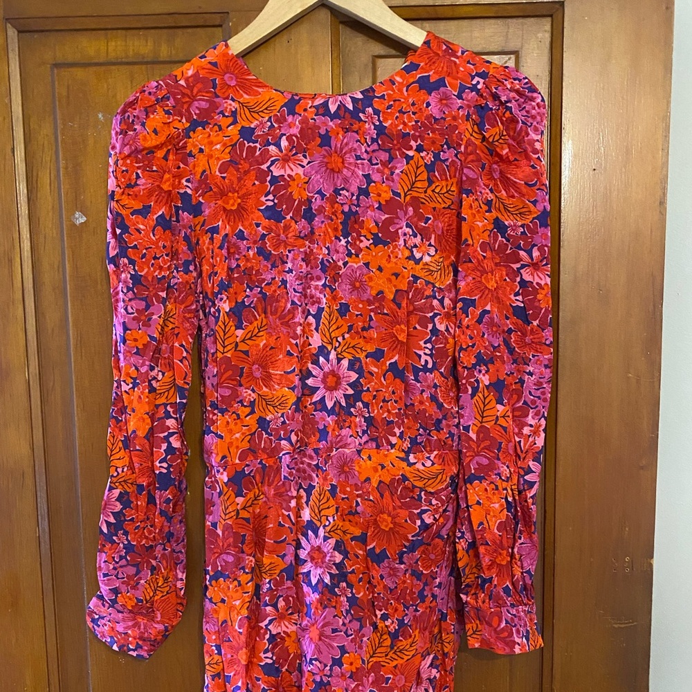 Sezane Ethell Dress Fuchsia Floral - Size 2